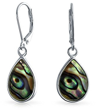 Geometrische Irisierende Regenbogen Naturperlmuschel Natürlicher Lünetten Set Regentropfen Ohrring Für Frauen Und Teenager .925 Sterling Silber Hebelrücken