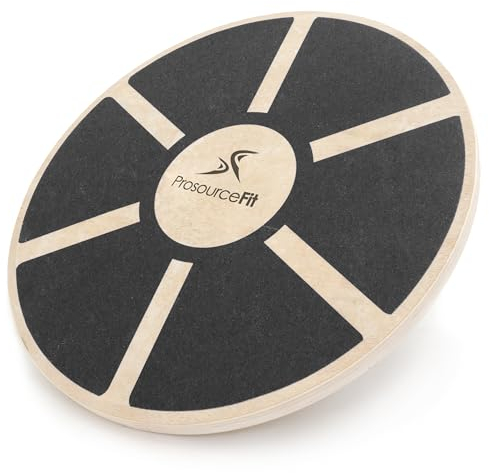 ProsourceFit Wooden Balance Board Non-Slip Wobble Core Trainer 15.75in (39.5cm) Diameter with 360 Rotation for Stability Training, Full Body Exercises, Physical Therapy