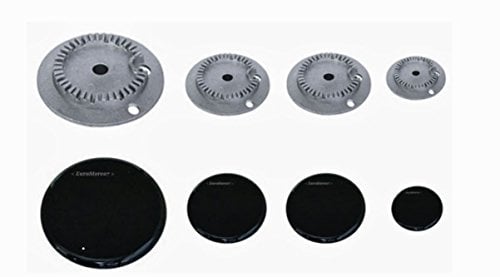 SPARTIFIAMMA + BRUCIATORI CUCINA GAS REX CASTOR ZANUSSI ELECTROLUX ZOPPAS PIATTINI SMALTATI NERI 8 PEZZI 2 FORNELLI MEDI S 4445 + B 4455