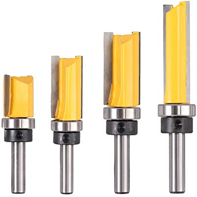 AUTOUTLET 4pcs Bündigfräser mit 8mm Schaft, Kopierfräser Oberfräser Nutfräser Stabfräser, aus Stahl, Holzschneider Profifräser Holzbearbeitungs Schneidwerkzeug