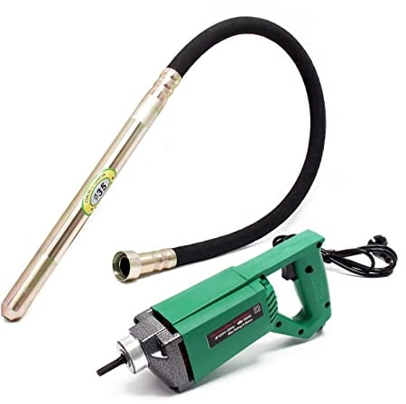 WilTec Vibrador hormigón eléctrico 580W & 150cm Aguja Vibrante con Eje Flexible Obra Compactar hormigón