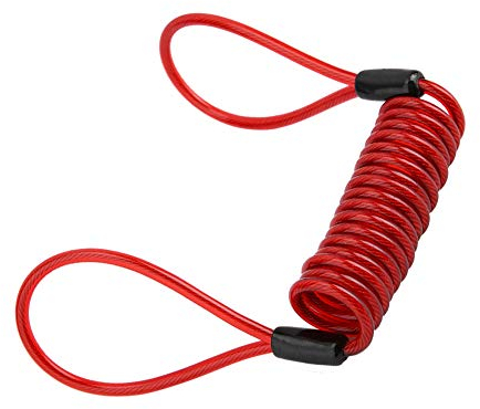 PVC Anti-Theft Motorcycle Disc Brake Lock Reminder Coil Cable Warning Rope - Red