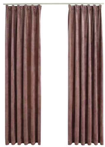 vidaXL 2X Vorhang Verdunkelung mit Haken Verdunkelungsvorhang Kräuselband Thermo Gardine Blickdicht Vorhänge Samt Antik-Rosa 140x245cm