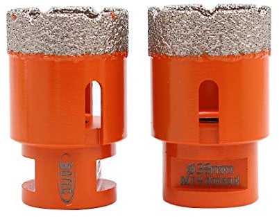 BGTEC Dry Diamond Core Drill Bits for Porcelain Tile Ceramic Marble Brick M14 Thread 2pcs Diameter 38mm