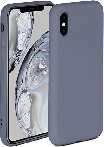 ONEFLOW Soft Case für iPhone X/iPhone XS Hülle aus Silikon mit Kameraschutz, Silikonhülle mit erhöhtem Schutz fürs Display, Backcover Schutzhülle, weiche Handyhülle, Blau Grau