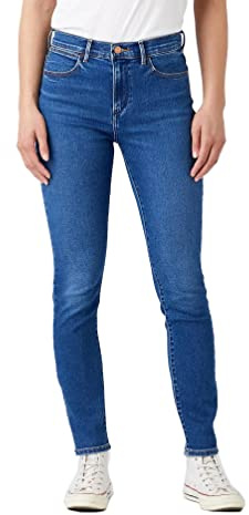 Wrangler Damenjeans, hohe Taille, schmale Passform, Mittelblau (Camellia), 27W/32L