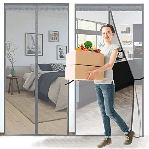 Orumrud Zanzariera Magnetica per Porte 130x260 cm, Tenda Zanzariera Magnetica Porta Finestra Traspiranti Anti-Insetti Zanzare Aria Chiusura Automatica Camera da letto Salotto Patio Estate, Grigio