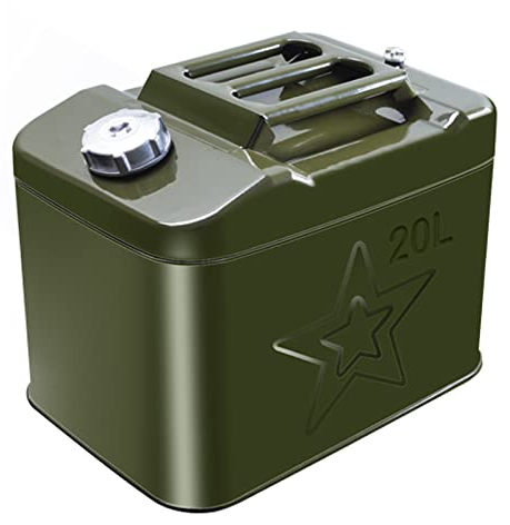 ZWLI Bidón de Gasolina metálico,garrafa Gasolina Recipientes con asa para Coche,depósito de Combustible de Repuesto Vertical Grueso móvil de anticorrosión,Verde Oliva,10L,20L-60L
