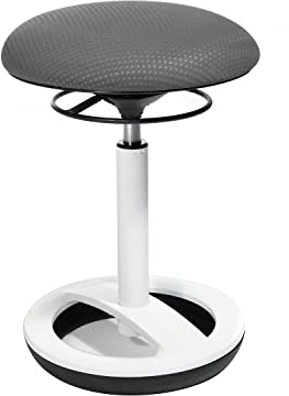 Topstar Sitness High Bob, Stehhilfe, Fitnesshocker, Arbeitshocker, Sitzhöhe: 49 - 70cm, Standfußring Alu weiß lackiert, Stoffbezug, Dunkelgrau