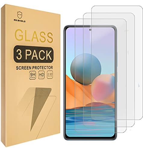 Mr.Shield Protector de Pantalla para Xiaomi Redmi Note 10 Pro 5G [ para 5G] Cristal Vidrio Templado [3 Piezas] [9H Dureza] Anti-Arañazos