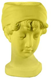 GICOS IMPORT EXPORT SRL Vaso vasetto in cemento multiuso decoro testa donna giallo 18 * 13 * 21CM cm casa giardino portapiante NON-827754
