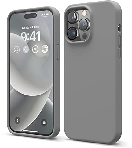 elago Liquid Silicone Case Compatible with iPhone 14 Pro Max Case (6.7), Premium Silicone, Full Body Protection - 4 Layer Shockproof Phone Cover, Anti-Scratch Soft Microfiber Lining (Dark Grey)