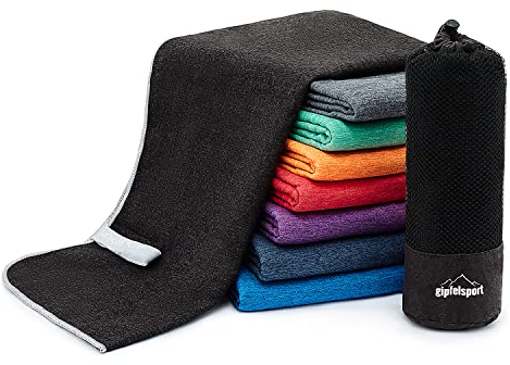 Mikrofaser Handtuch Set - für Sauna, Fitness, Sport I Strandtuch, Sporthandtuch I Anthrazit_Brush Set2: XL (180x80) & S (80x40)