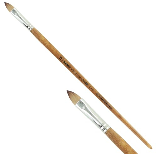 KUM - Acryl- und Ölpinsel Wood Line Katzenzunge Größe 12 | Malpinsel für Künstler, Künstlerbedarf für Acrylmalerei und Ölmalerei