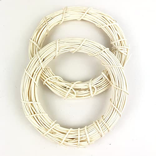 Heyiwell Weißer Rattan-Kranz, Weinreben-Kranz, Zweige, Kranz für Wand, Innen- und Außenbereich, Haustür, Weihnachtsdekoration, 15,2 cm