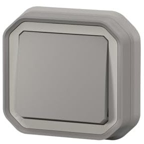 Pulsador impermeable NO Plexo Legrand - 10A - Completo - Empotrado - Gris