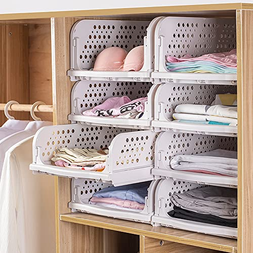 THATSRAD 3er Set Schubladenbox kleiderschrank Schubladenboxen Stapelbar Regal für Kleiderschrank Innen Faltbar Lagerkisten Schublade Weiß Stapelschubladen für Kleidung Schlafzimmer Küche Badezimmer