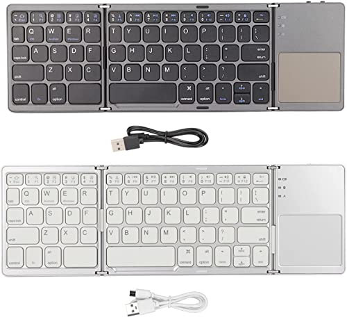 VARAKA Tastiera Bluetooth Tri Fold a 63 Tasti con Touchpad, Tastiera Wireless Portatile, Connessione 10m, per Android/per Windows/per Sistema iOS, per Laptop/Tablet/Smartphone