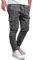 Elegancity Cargohose Herren Lang Casual Jogginghose Stretch Chino Hose Regular Fit Cargo Hose Elastische Mit 6 Tasche Grau, S