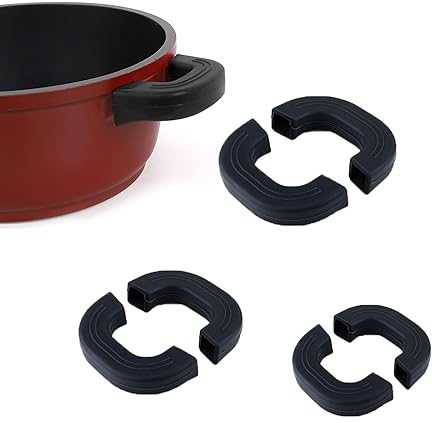 LMOGWL 6pcs schwarz Silikongriffe für Töpfe, Topfgriff Griffe für Töpfe Hitzebeständig, Wärmeisolierter Topfgriff Kochen Topfgriff, Küche Schutz Kochen Finger, für Bratpfannen Ofenschalen Woks Pfannen