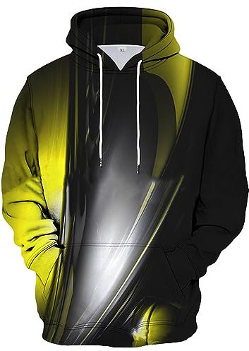 Generisch Hoody Männer, Herren Sportlicher Kapuzenpullover Mit Loser Passform, Bequemes Und Warmes Sweatshirt Für Männer Taschen Sweatjacke Hoodie Men Hudy Grün Schwarz Pullover Hoodie (XXL, Gelb)