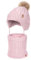 HEYO Kinder Winter Set Mütze warm Schlauchschal Loopschal weich Ohrenschützer Bommelmütze Rundschal Kleinkinder Ohrenklappen Strickmütze gefüttert mit Fleece (Rosa)