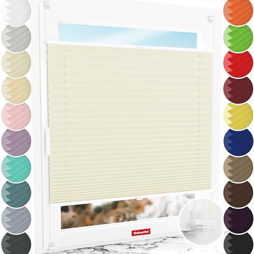 Schuette® Plissee ohne Bohren ● Thermo Kollektion: Sandstone (Beige) ● 90x130cm (Breite x Höhe) ● Suprafix Faltrollo Klemmfix 2.0 Rollo ● 60 Sekunden Plisseerollo Montage inkl. Video