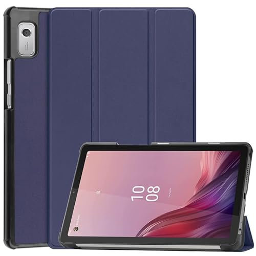 Funda para Lenovo M9 de 9 pulgadas 2023, funda para tablet TB310FU con soporte para lápices, apagado y encendido automático, parte trasera de TPU suave, cubierta protectora ligera, azul