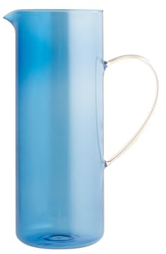 H&H Daylight Caraffa in Vetro Borosilicato Azzurro, 1,25 Lt – Elegante e Resistente per Bevande Fresche e Calde