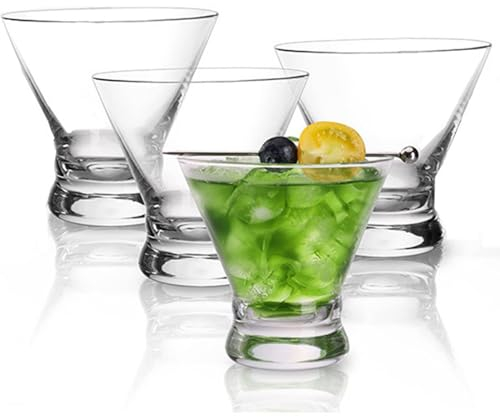 DOTUHAO Martini-Gläser, 237 ml, Kristall-Cocktailgläser, Martini-Trinkgläser, mundgeblasene Cocktailgläser ohne Stiel, für Bar, Martini, Cosmopolitan, Manhattan, Gimlet, Pisco Sour, Brandy, 4 Stück