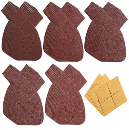 Bates- Mouse Detail Sander Sandpaper, 50 pcs, 60/80/120/150/240 Grits with Extra 3 Tips, Red Sanding Pads, Mouse Sandpaper Assortment, Mouse Sander Sandpaper, Black and Decker Mouse Sanding Pads