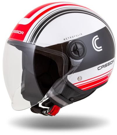 JETHELM CASSIDA Handy Metropolis schwarz/weiß/rot XS-XXL (53-61cm) (S)