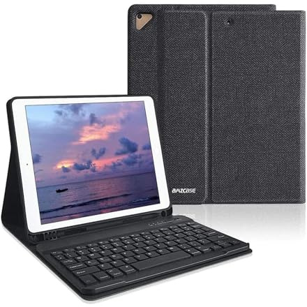 aMZCaSE for iPad Pro 9.7 Inch Case with Keyboard for iPad 6th Generation(2018),for iPad 5th Generation(2017),for iPad Air 2/Air 1 Case with Keyboard,Wireless Detachable Bluetooth Keyboard,Black