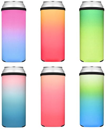 Wegics Schlanke Dosenkühlerhüllen, weich, isoliert, blanko, Neopren, Skinny Dosenkühler, HTV-freundlich, einfarbig, schwarz, Dosenhüllen für Limonade, Bier und Wasserflaschen, für Partys, Hochzeiten,