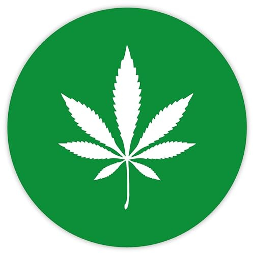 Aufkleber Hinweis „Cannabis/Hanf erlaubt“ Sticker Folie selbstklebend, grün/weiß | Ø5-30cm Made in Germany, Größen Name: Ø5 cm