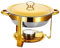 Folpus Chafing Dish Round Catering Warmer Server with Water Pan Catering Buffet Warmer Set for Commercial, Gold