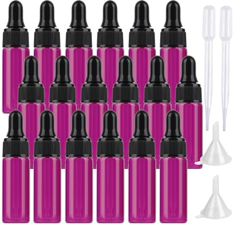 PQPAUTY 200 Pezzi Piccolo Rosa rossa Bottiglie Contagocce in Vetro 5 ml per oli essenziali,Laboratorio,Olio Essenziale, Aromaterapia