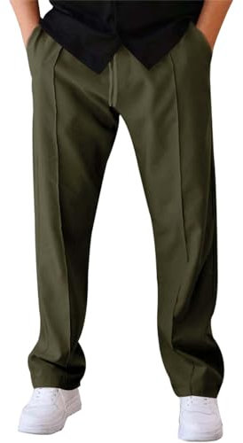 Mens Slim Fit Casual Trousers, Breathable Pants for Men Mens Solid Color Casual Pants Athletic Trousers for Men Casual Elastic Waist Pants Men'S Straight Leg Pants Men Plain Lounge Pants