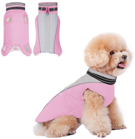 JULY'S SONG Hundejacke Fleece gefüttert Hundemantel Ärmellose Baumwolle Mit Brustgurt Gurt Reflektierende Streifen Design Warme Hunde Bekleidung für Winter Herbst