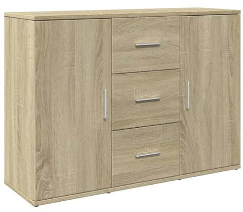 vidaXL Sideboard, Kommode mit Schubladen Türen Griffen, Beistellschrank für Wohnzimmer Flur, Anrichte Highboard, Sonoma-Eiche Holzwerkstoff
