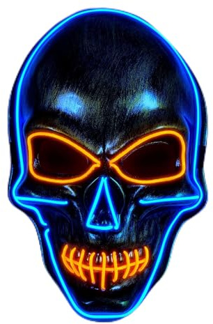 W WIDMANN MILANO Party Fashion - LED Totenkopf Maske | Leuchtendes Skelett- und Schädel-Design, gruseliges Kostüm-Accessoire, Kostümzubehör für Halloween & Karneval