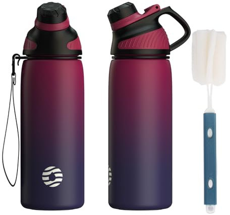 Fjbottle Edelstahl Trinkflasche Sport mit Magnetischem Deckel 1L, 800ml, 600ml, 400ml BPA-Frei Auslaufsichere Kinder Flasche - Kohlensäure geeignet 1500ML Wasserflasche Thermo für Schule, Fitness