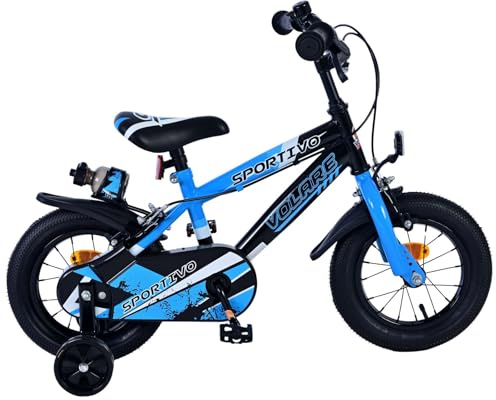 Volare Sportivo Kinderfahrrad - Jungen - 12 Zoll - Blau Schwarz - Zweihandbremsen