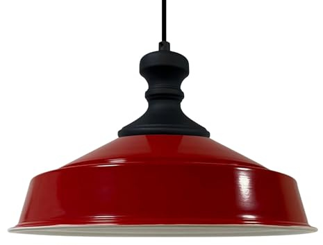 bamyum Asletl-Knob Hängelampe Industrial Vintage Ø40 cm, Küchenlampe Hängend Vintage, Pendelleuchte Esstisch Vintage, Hängelampe Esstisch, Wohnzimmerlampe Pendelleuchte Rot Metall, Küchenlampe