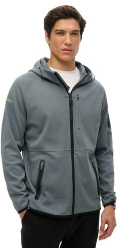 Superdry Herren Locker geschnittene Tech Kapuzenjacke mit Logo Sturmwetter Blau L
