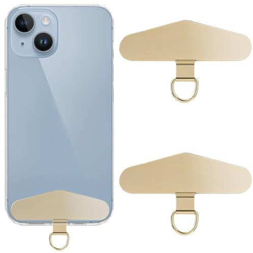 ZEPIQOR 2 patchs universels pour téléphone portable, En acier inoxydable, Multifonctionnel, Chaîne de téléphone portable universelle, Pour la plupart des smartphones Or