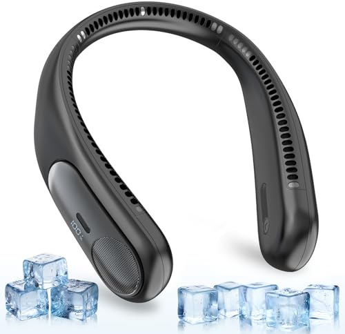 Namecute Ventilatore da collo portatile, senza pale, indossabile, per esterni e interni, display a LED, raffreddamento a 360°, 4 velocità, 6000 mAh, ricaricabile tramite USB, regalo di compleanno per
