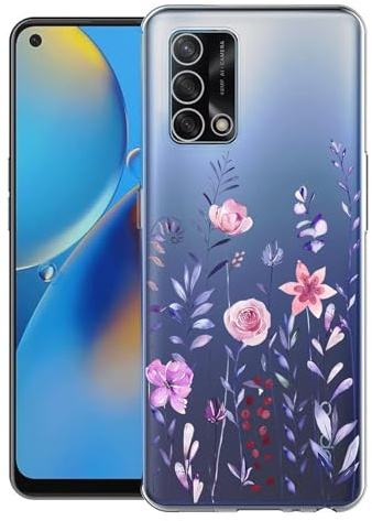 Pazpnoy Handyhülle für Oppo A74 4G,Transparent Blume Muster Mädchen Hülle,Dünn Weich Silikon SchutzHülle,Stoßfeste Kratzfest TPU Case Cover-3