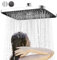 Cabezal de Ducha Lluvia 28CM Rociador para Ducha Cuadrado Alcachofa de Ducha Techo Grande Alcachofa Lluvia Cabezal de Ducha Efecto Lluvia de Material ABS (28x18.5cm, Cromo)-F