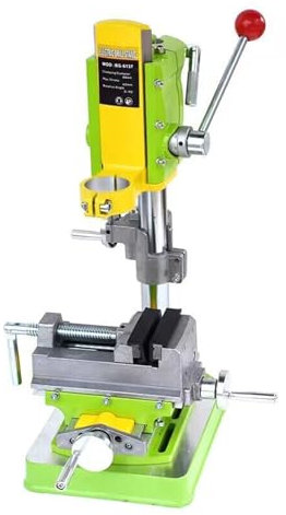 Tischbohrmaschinenständer mit Aluminium-Schraubstock, 90° drehbarer fester Rahmen, einstellbare Bohrtiefe für elektrische Bohrmaschinen, kompatibel mit 38-43 mm Bohrständern, ideal für DIY-Projekte